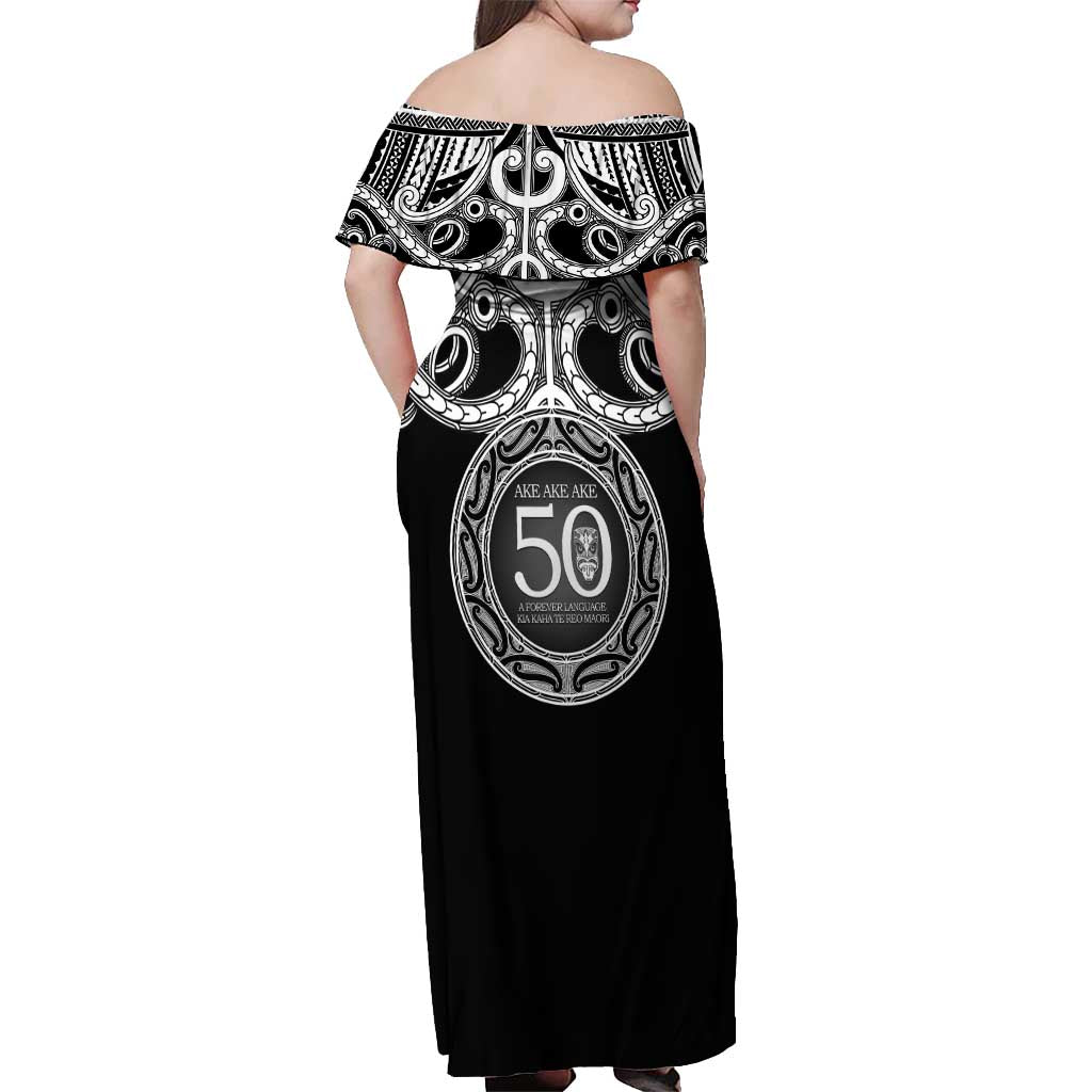 Kia Kaha Te Reo Maori New Zealand Off Shoulder Maxi Dress 50th Anniversary Ake Ake Ake - Polynesian Pride