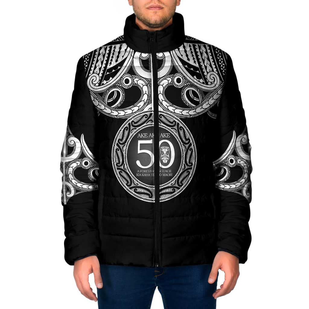 Kia Kaha Te Reo Maori New Zealand Padded Jacket 50th Anniversary Ake Ake Ake - Polynesian Pride