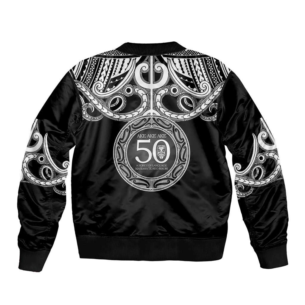 Kia Kaha Te Reo Maori New Zealand Sleeve Zip Bomber Jacket 50th Anniversary Ake Ake Ake - Polynesian Pride