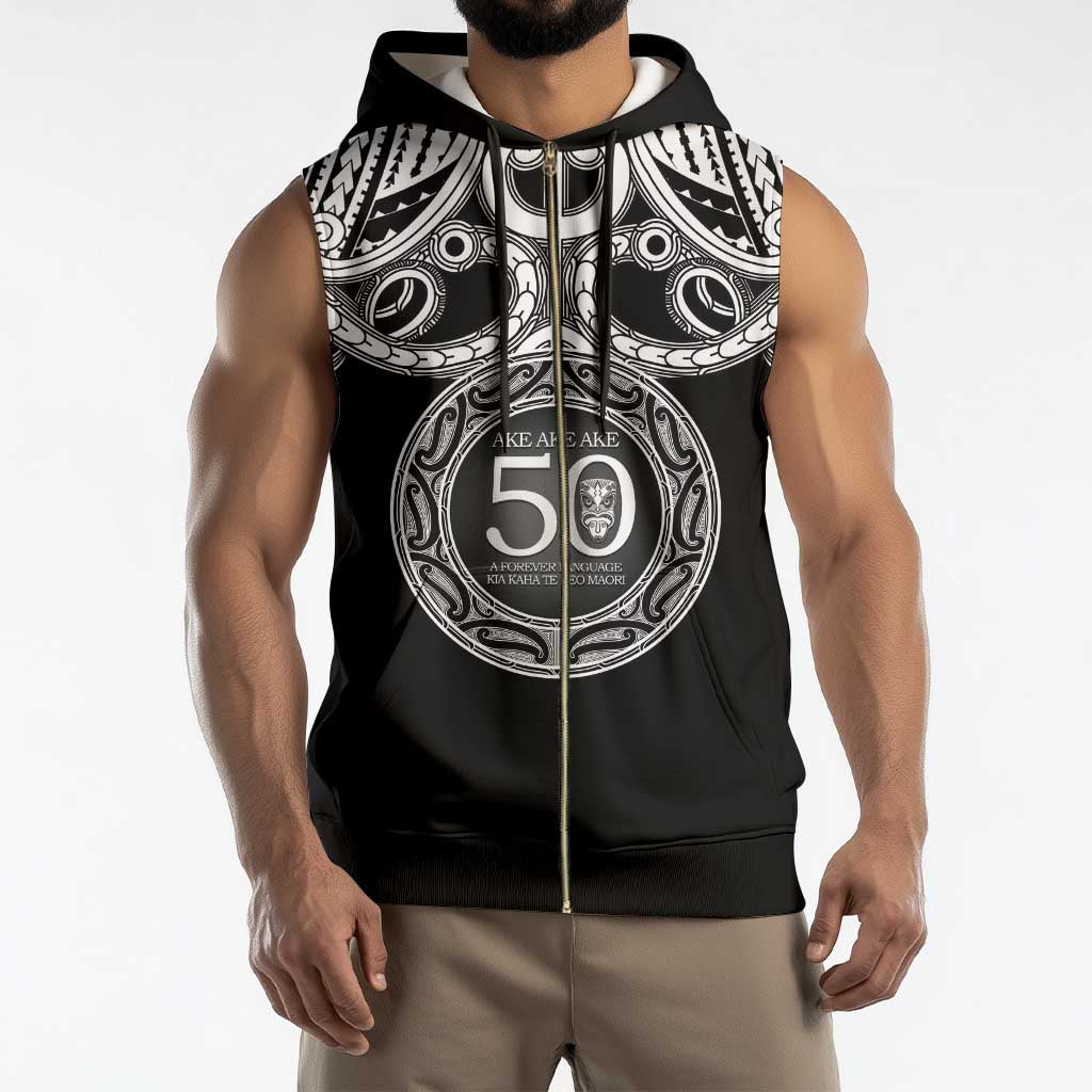 Kia Kaha Te Reo Maori New Zealand Sleeveless Zip Hoodie 50th Anniversary Ake Ake Ake - Polynesian Pride