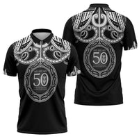 Kia Kaha Te Reo Maori New Zealand Zipper Polo Shirt 50th Anniversary Ake Ake Ake - Polynesian Pride