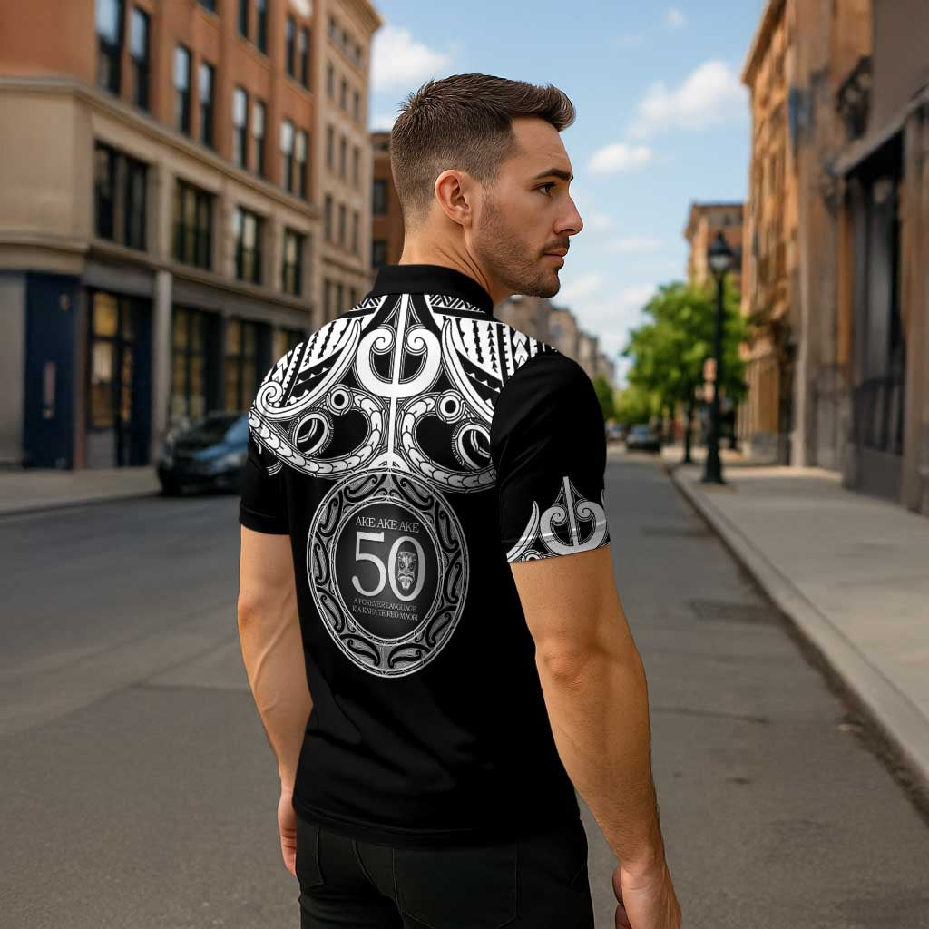 Kia Kaha Te Reo Maori New Zealand Zipper Polo Shirt 50th Anniversary Ake Ake Ake - Polynesian Pride