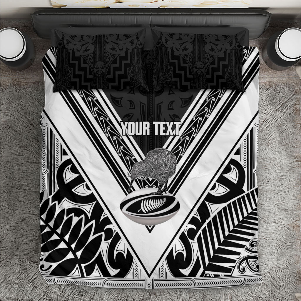 New Zealand Silver Fern Rugby Custom Bedding Set Go Wheel Kiwi Maori Pattern LT14 White - Polynesian Pride