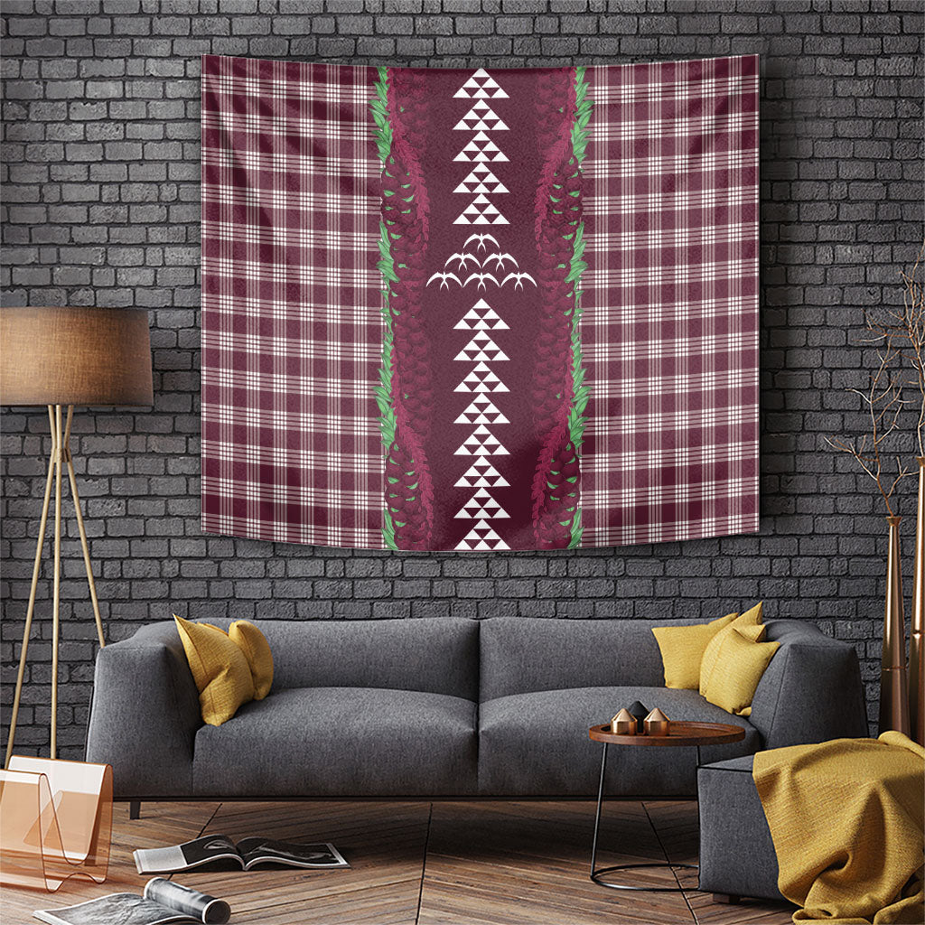 Burgundy Palaka Hawaii Iwa Bird Tapestry Hawaiian Kakau Jade Vine Lei LT14 Burgundy - Polynesian Pride