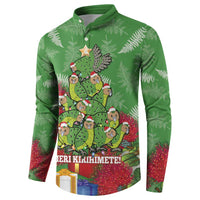 Kakapo New Zealand Christmas Button Sweatshirt Meri Kirihimete Pohutukawa - Green Color LT14 - Polynesian Pride