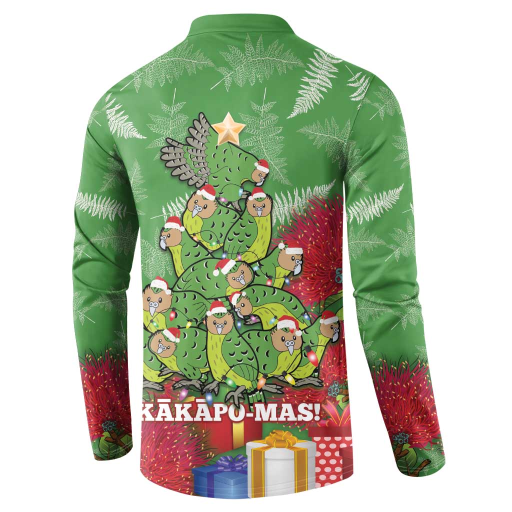 Kakapo New Zealand Christmas Button Sweatshirt Meri Kirihimete Pohutukawa - Green Color LT14 - Polynesian Pride