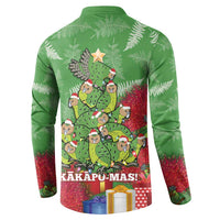 Kakapo New Zealand Christmas Button Sweatshirt Meri Kirihimete Pohutukawa - Green Color LT14 - Polynesian Pride