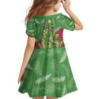 Kakapo New Zealand Christmas Family Matching Short Sleeve Bodycon Dress and Hawaiian Shirt Meri Kirihimete Pohutukawa - Green Color