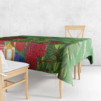 Kakapo New Zealand Christmas Tablecloth Meri Kirihimete Pohutukawa - Green Color