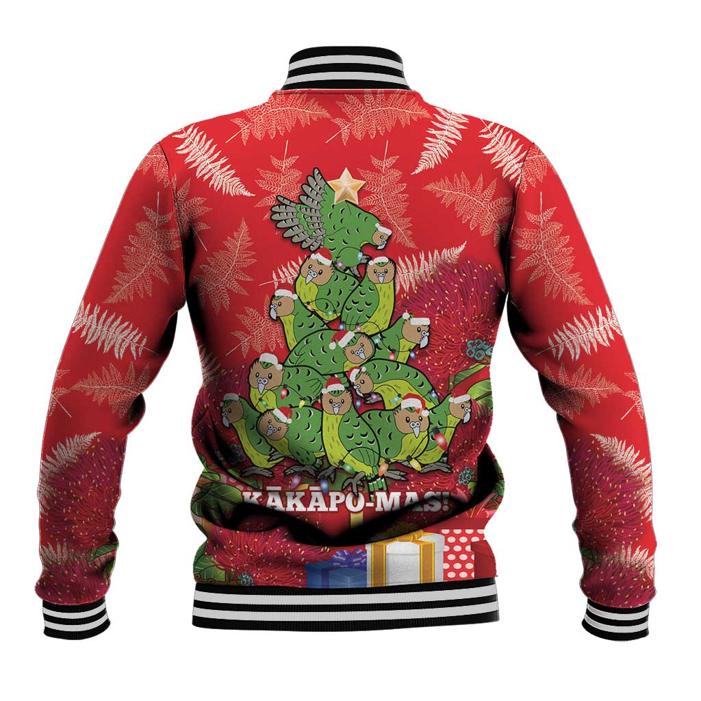 Kakapo New Zealand Christmas Baseball Jacket Meri Kirihimete Pohutukawa - Red Color LT14 - Polynesian Pride