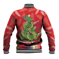 Kakapo New Zealand Christmas Baseball Jacket Meri Kirihimete Pohutukawa - Red Color LT14 - Polynesian Pride