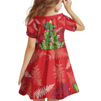 Kakapo New Zealand Christmas Family Matching Long Sleeve Bodycon Dress and Hawaiian Shirt Meri Kirihimete Pohutukawa - Red Color