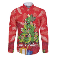 Kakapo New Zealand Christmas Family Matching Summer Maxi Dress and Hawaiian Shirt Meri Kirihimete Pohutukawa - Red Color