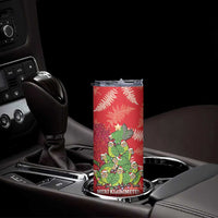 Kakapo New Zealand Christmas Skinny Tumbler Meri Kirihimete Pohutukawa - Red Color