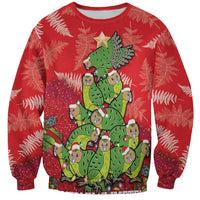 Kakapo New Zealand Christmas Sweatshirt Meri Kirihimete Pohutukawa - Red Color LT14 Unisex Red - Polynesian Pride