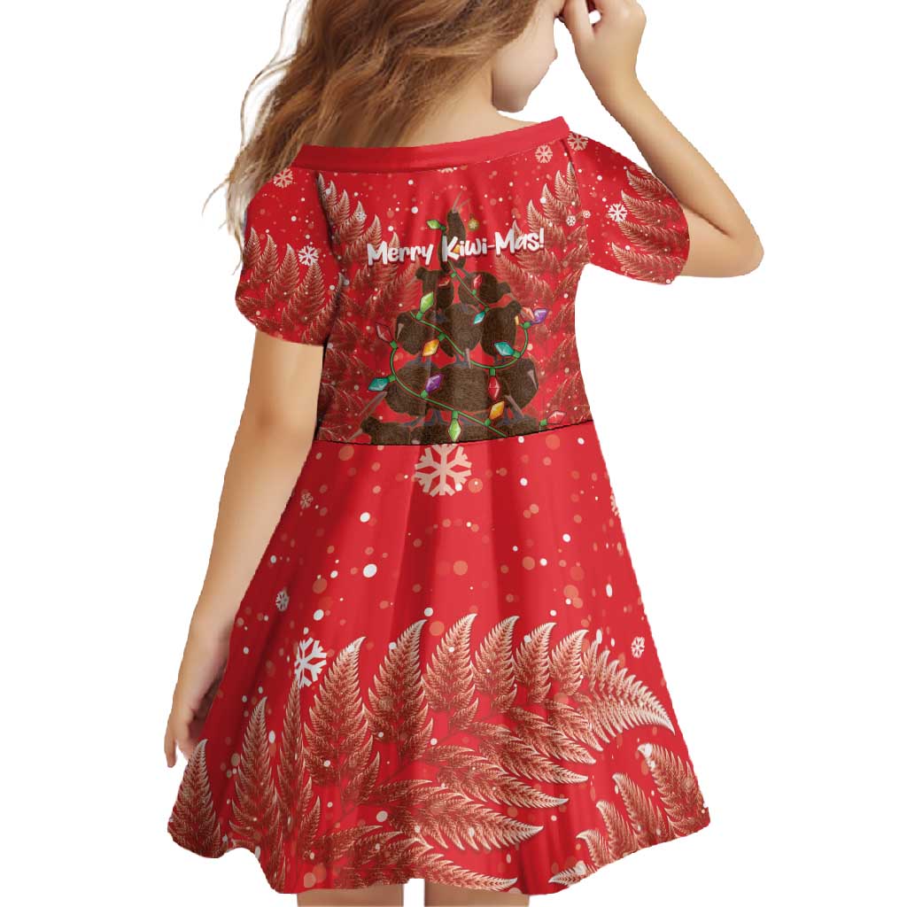 Kiwi New Zealand Christmas Family Matching Summer Maxi Dress and Hawaiian Shirt Meri Kirihimete Silver Fern - Red Color LT14 - Polynesian Pride
