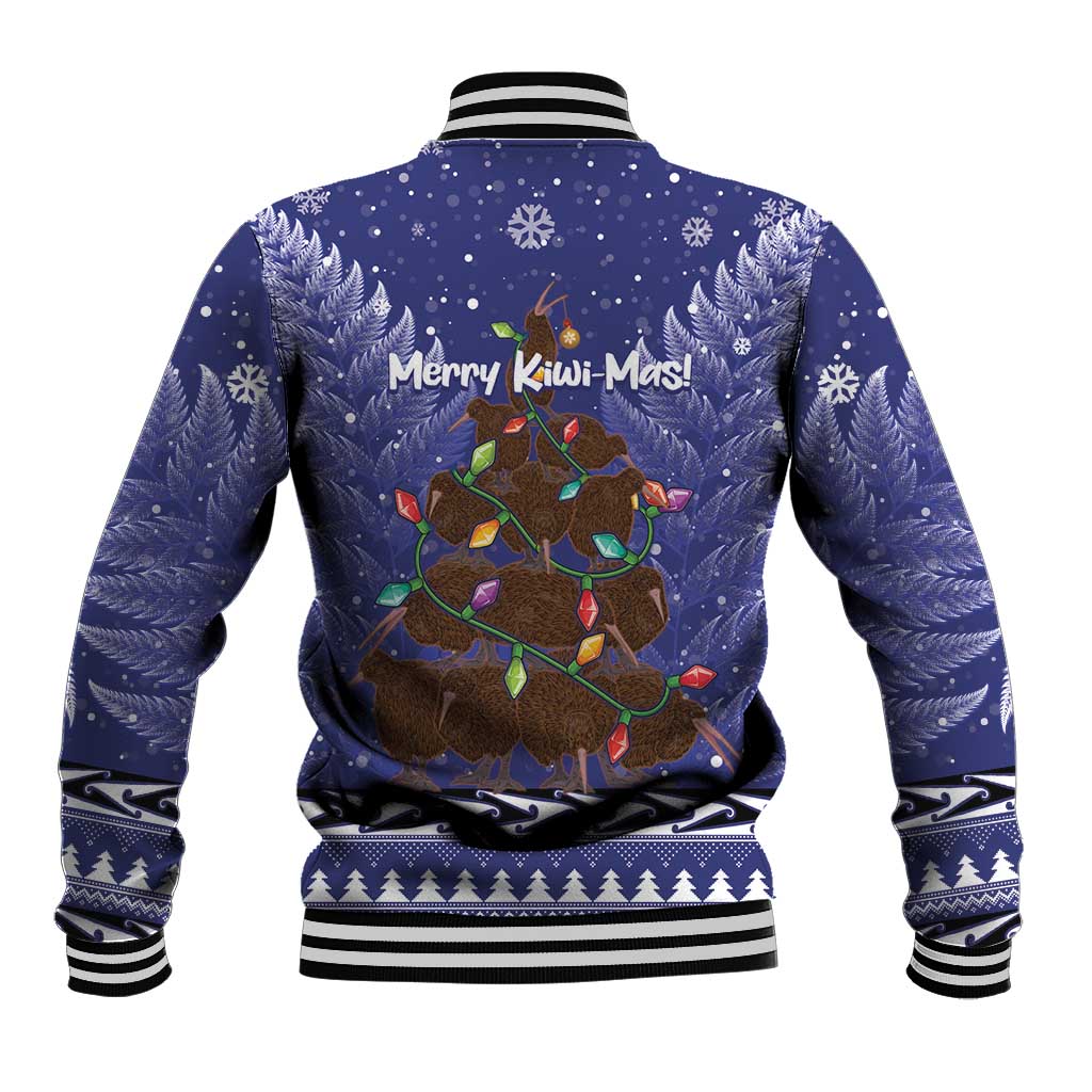 Kiwi New Zealand Christmas Baseball Jacket Meri Kirihimete Silver Fern - Blue Color LT14 - Polynesian Pride