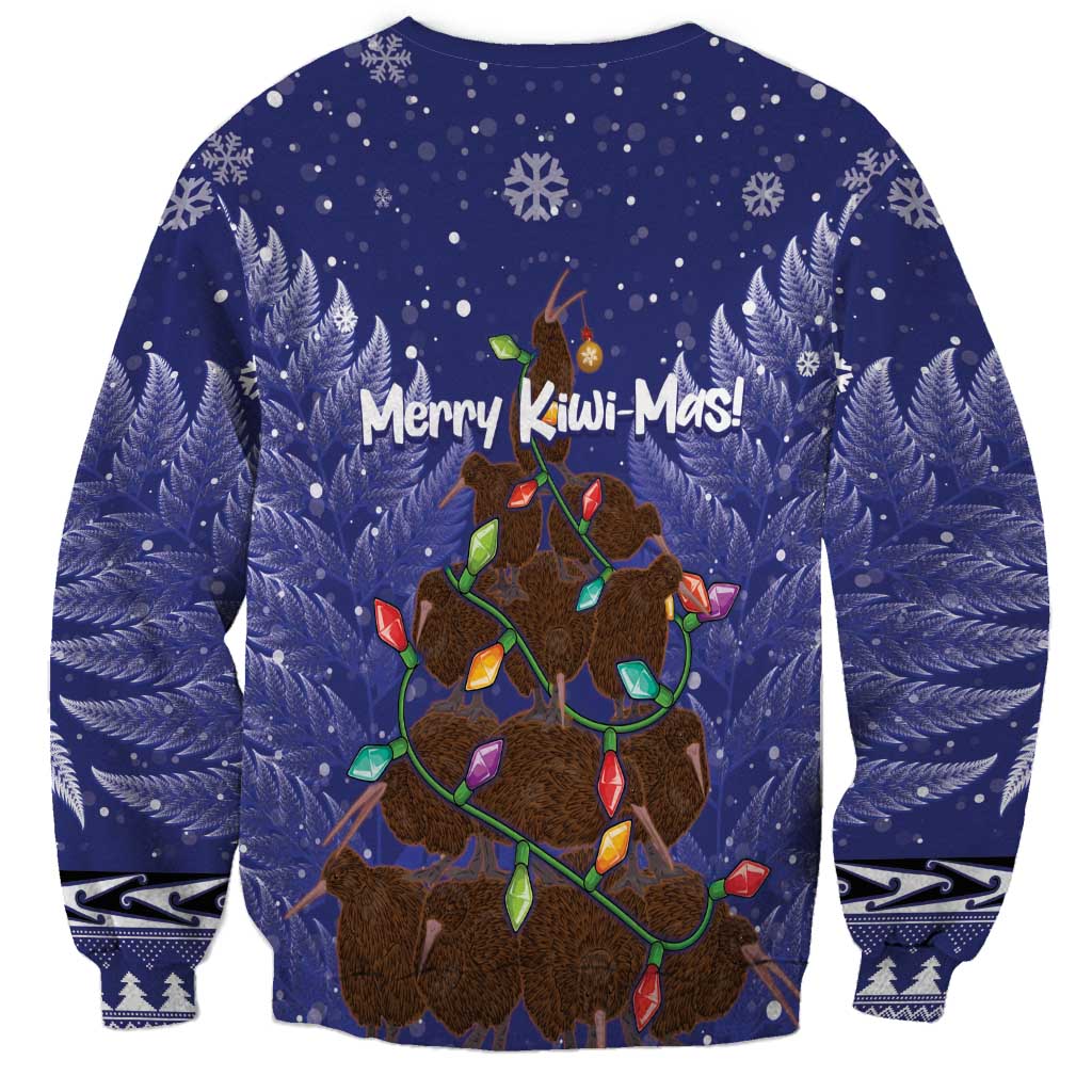Kiwi New Zealand Christmas Sweatshirt Meri Kirihimete Silver Fern - Blue Color LT14 - Polynesian Pride