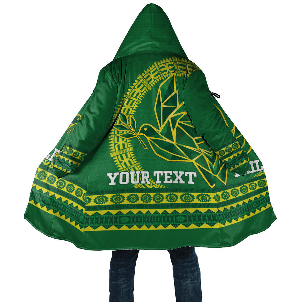 Fiji Tailevu Rugby Personalised Cloak Go Dove Nation Fijian Tapa LT14 Unisex Green - Polynesian Pride