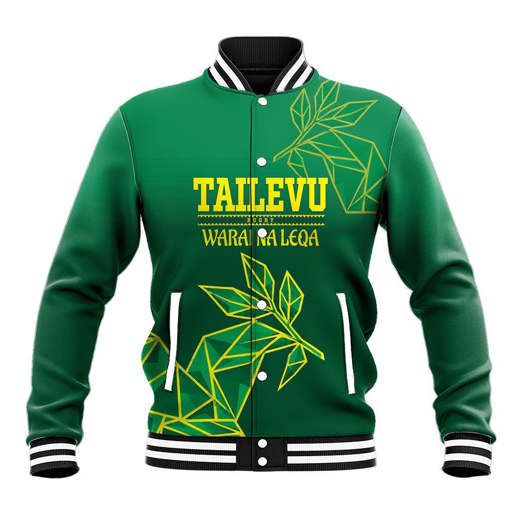 Fiji Tailevu Rugby Custom Baseball Jacket Warai Na Leqa LT14 Unisex Green - Polynesian Pride