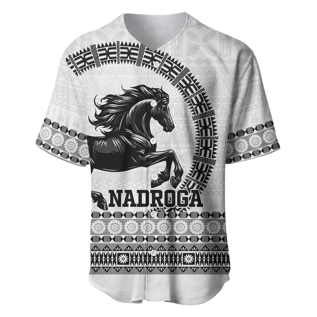 Fiji Nadroga Rugby Personalised Baseball Jersey Go Stallions Fijian Tapa LT14 White - Polynesian Pride
