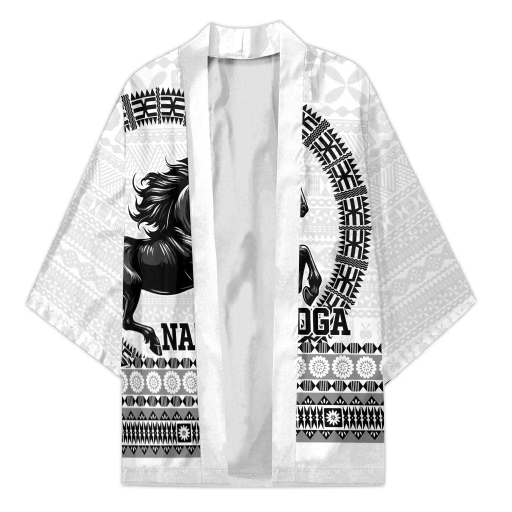 Fiji Nadroga Rugby Personalised Kimono Go Stallions Fijian Tapa LT14 Unisex White - Polynesian Pride