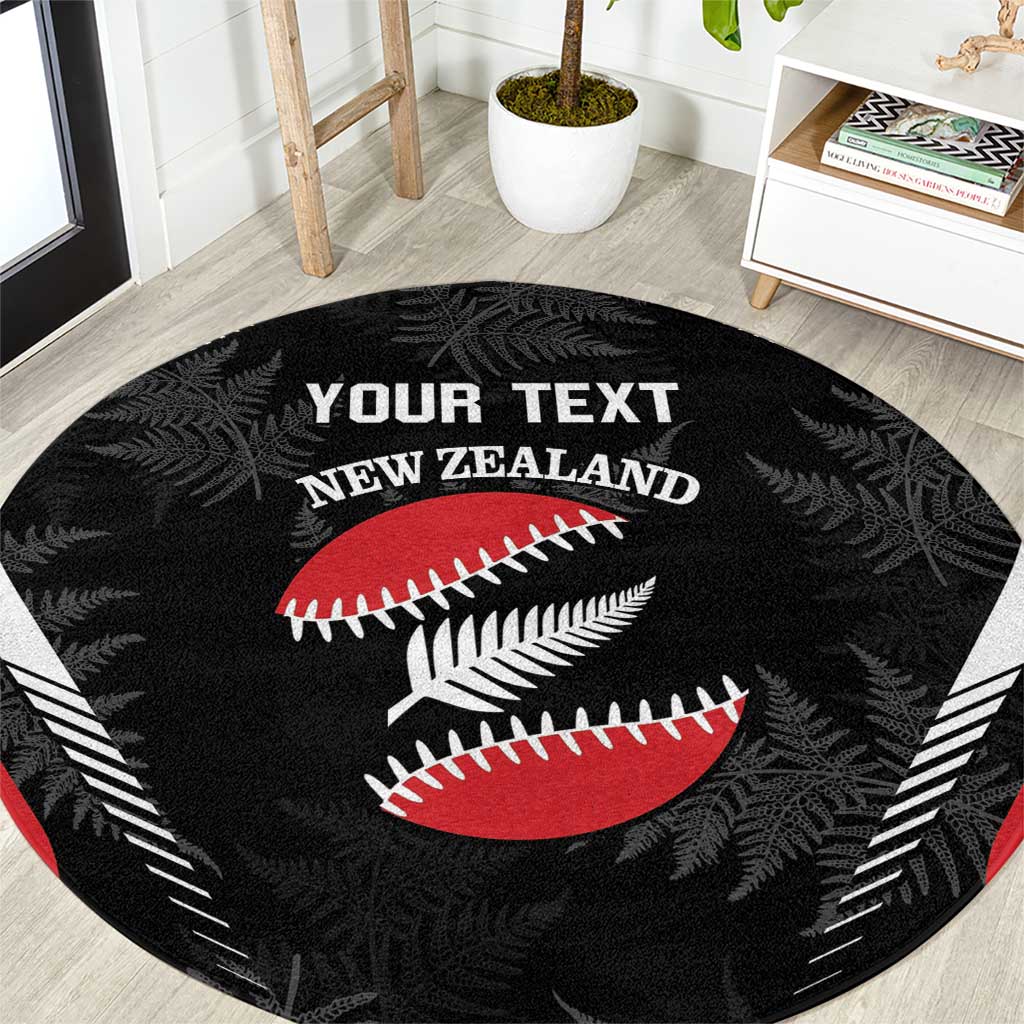 Custom New Zealand Silver Fern Softball Round Carpet Go Aotearoa LT14 Black - Polynesian Pride