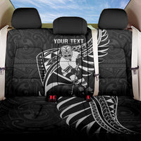 Custom Aotearoa Ice Hockey Back Car Seat Cover NZ Tiki Mascot - Maori Pattern LT14 One Size Black - Polynesian Pride