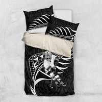 Custom Aotearoa Ice Hockey Bedding Set NZ Tiki Mascot - Maori Pattern