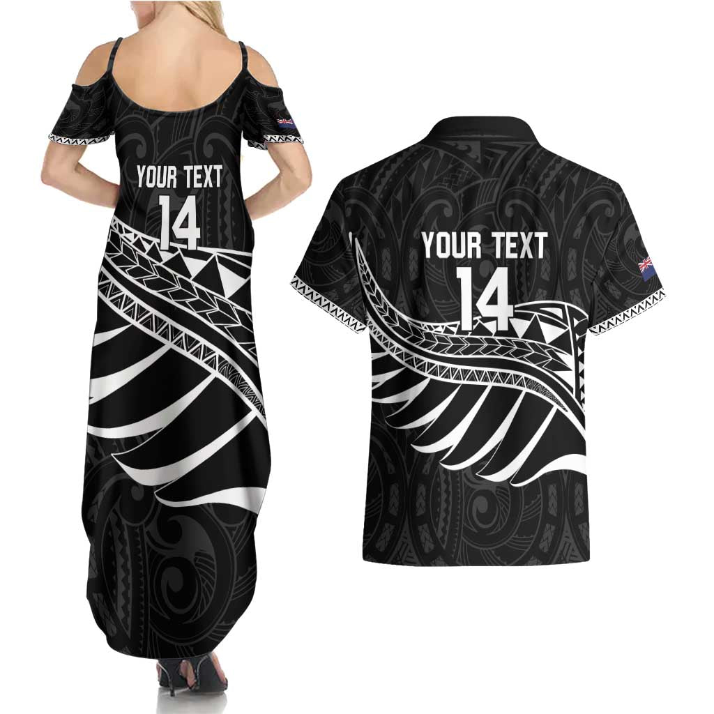 Custom Aotearoa Ice Hockey Couples Matching Summer Maxi Dress and Hawaiian Shirt NZ Tiki Mascot - Maori Pattern