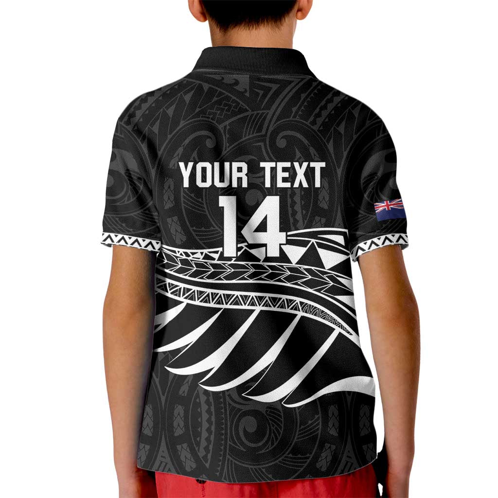 Custom Aotearoa Ice Hockey Kid Polo Shirt NZ Tiki Mascot - Maori Pattern LT14 - Polynesian Pride