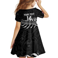 Custom Aotearoa Ice Hockey Kid Short Sleeve Dress NZ Tiki Mascot - Maori Pattern