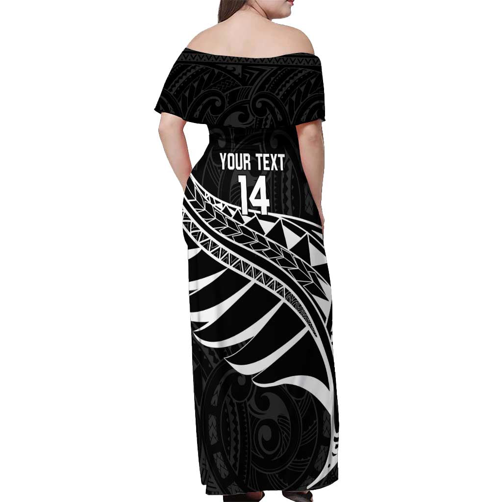 Custom Aotearoa Ice Hockey Off Shoulder Maxi Dress NZ Tiki Mascot - Maori Pattern LT14 - Polynesian Pride