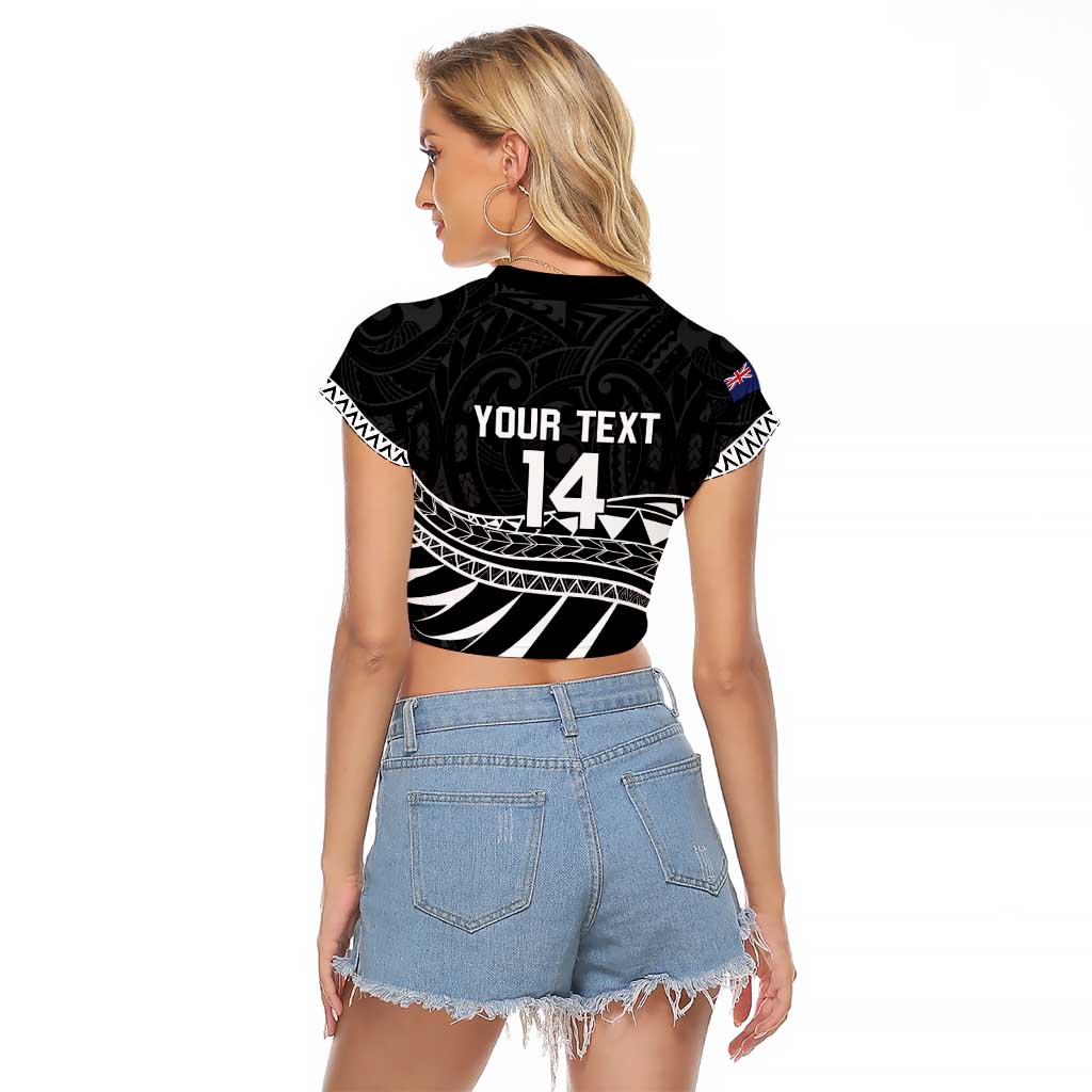 Custom Aotearoa Ice Hockey Raglan Cropped T Shirt NZ Tiki Mascot - Maori Pattern LT14 - Polynesian Pride
