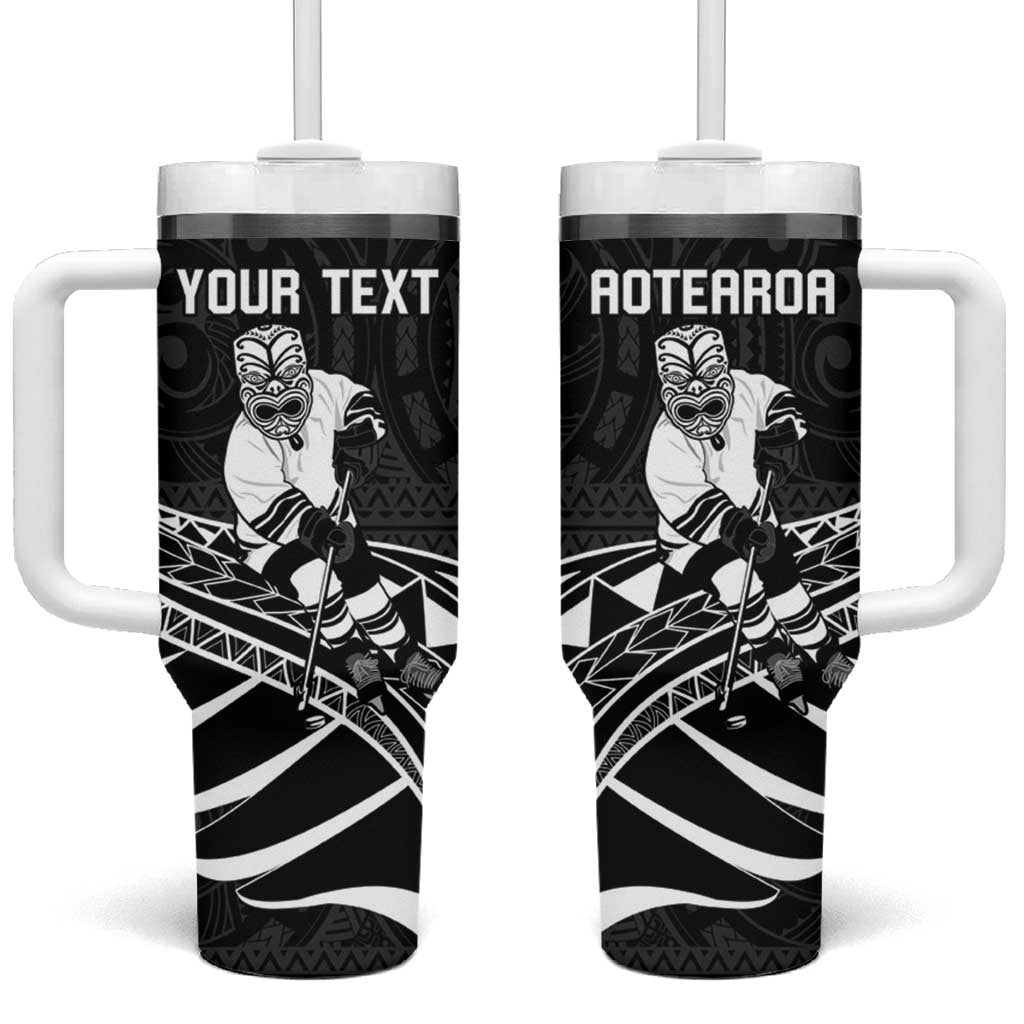 Personalised Aotearoa Ice Hockey Tumbler With Handle NZ Tiki Mascot - Maori Pattern LT14