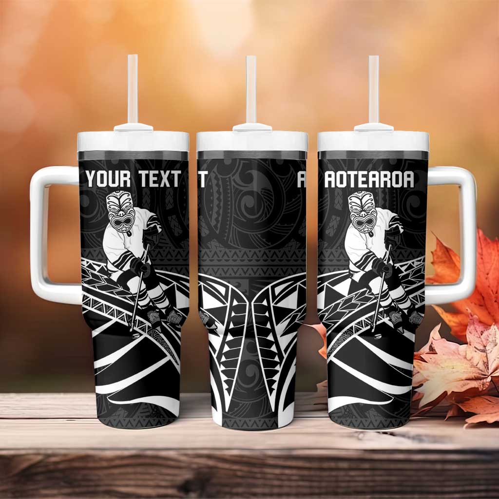 Personalised Aotearoa Ice Hockey Tumbler With Handle NZ Tiki Mascot - Maori Pattern LT14