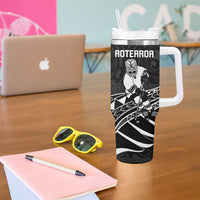 Personalised Aotearoa Ice Hockey Tumbler With Handle NZ Tiki Mascot - Maori Pattern LT14