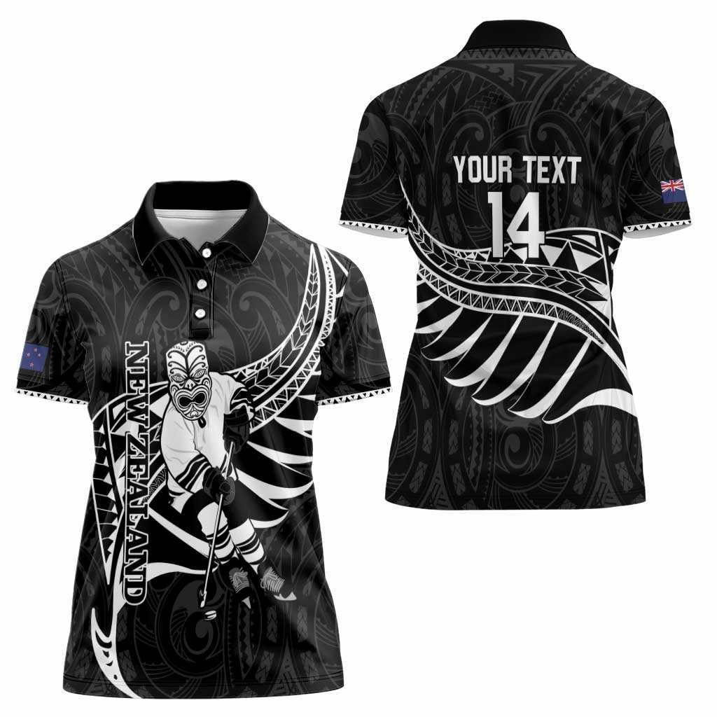 Custom Aotearoa Ice Hockey Women Polo Shirt NZ Tiki Mascot - Maori Pattern