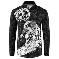 Personalised New Zealand Surfing Button Sweatshirt Aotearoa Maori Tiki Haka