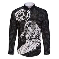 Personalised New Zealand Surfing Family Matching Tank Maxi Dress and Hawaiian Shirt Aotearoa Maori Tiki Haka