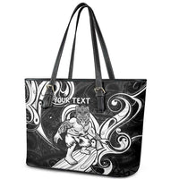 Personalised New Zealand Surfing Leather Tote Bag Aotearoa Maori Tiki Haka LT14 - Polynesian Pride