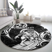 Personalised New Zealand Surfing Round Carpet Aotearoa Maori Tiki Haka LT14 - Polynesian Pride