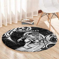 Personalised New Zealand Surfing Round Carpet Aotearoa Maori Tiki Haka LT14 - Polynesian Pride