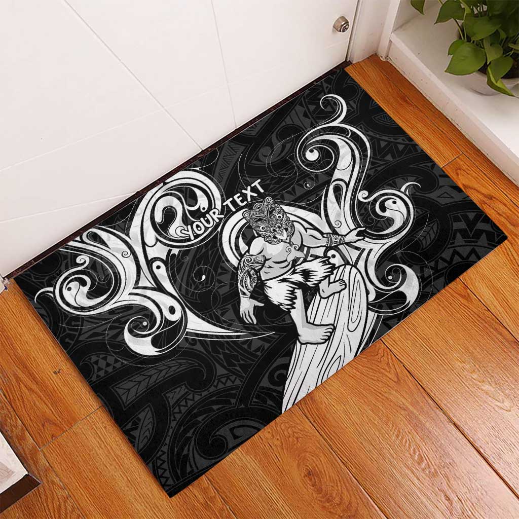 Personalised New Zealand Surfing Rubber Doormat Aotearoa Maori Tiki Haka