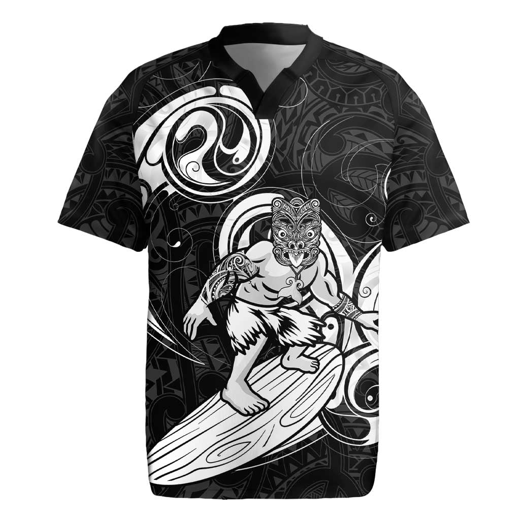 Personalised New Zealand Surfing Rugby Jersey Aotearoa Maori Tiki Haka