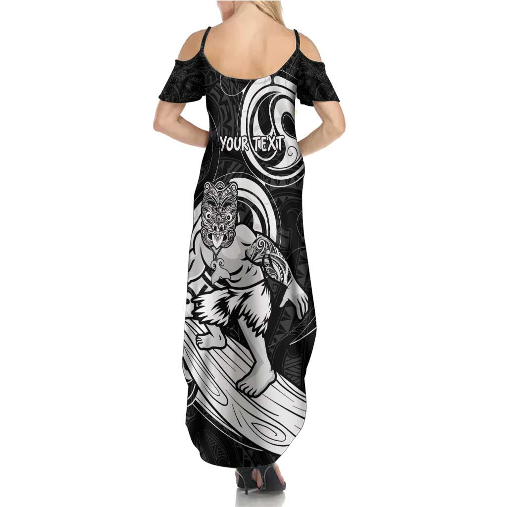 Personalised New Zealand Surfing Summer Maxi Dress Aotearoa Maori Tiki Haka
