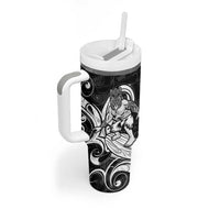 Personalised New Zealand Surfing Tumbler With Handle Aotearoa Maori Tiki Haka LT14