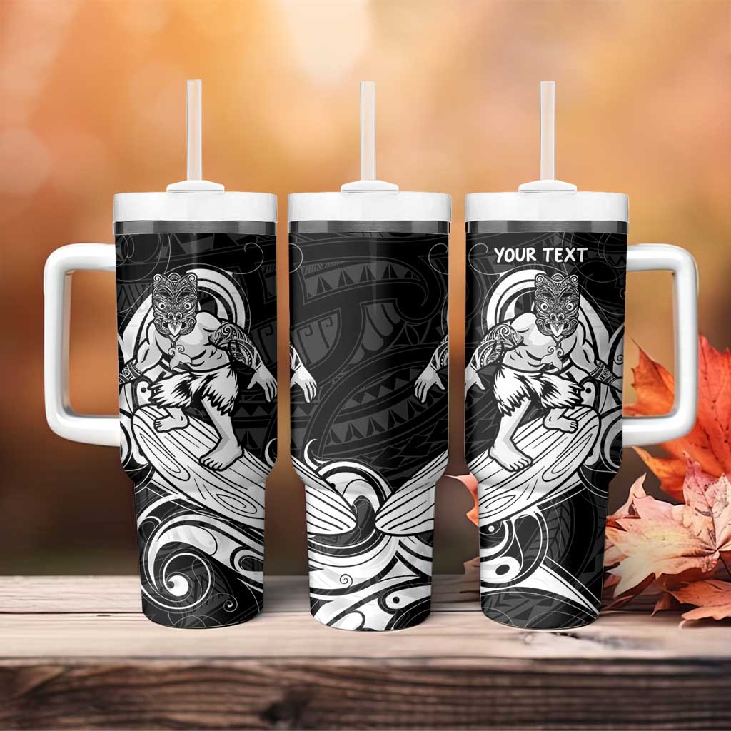 Personalised New Zealand Surfing Tumbler With Handle Aotearoa Maori Tiki Haka LT14