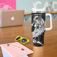 Personalised New Zealand Surfing Tumbler With Handle Aotearoa Maori Tiki Haka LT14