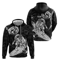 Personalised New Zealand Surfing Zip Hoodie Aotearoa Maori Tiki Haka